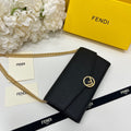 Fendi Chain Wallet Bag Black Trend 19x10.5x3.5cm