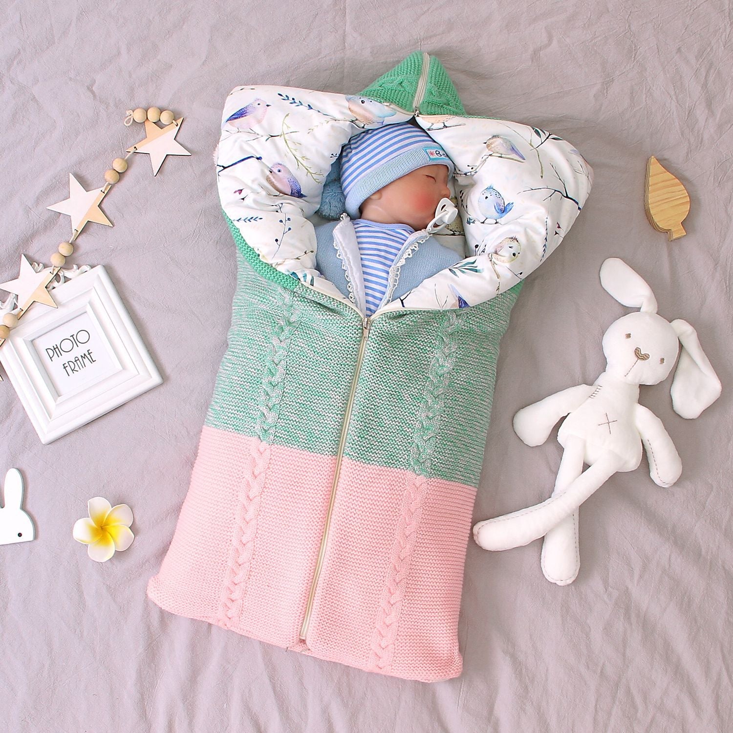 Thickened Zipper Sleeping Bag For 16-24 Inches Reborn Dolls
