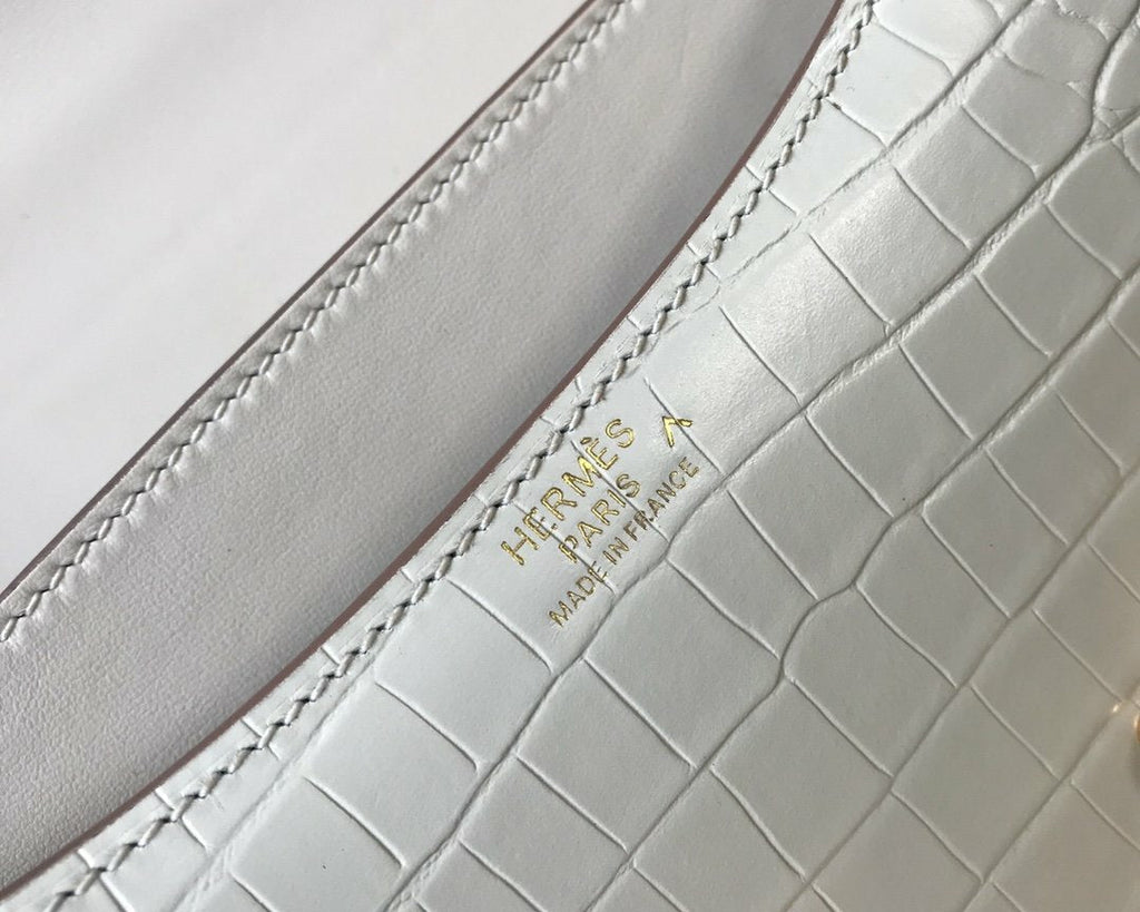 HMS Constance 23 Pattern Crocodile White Handbag