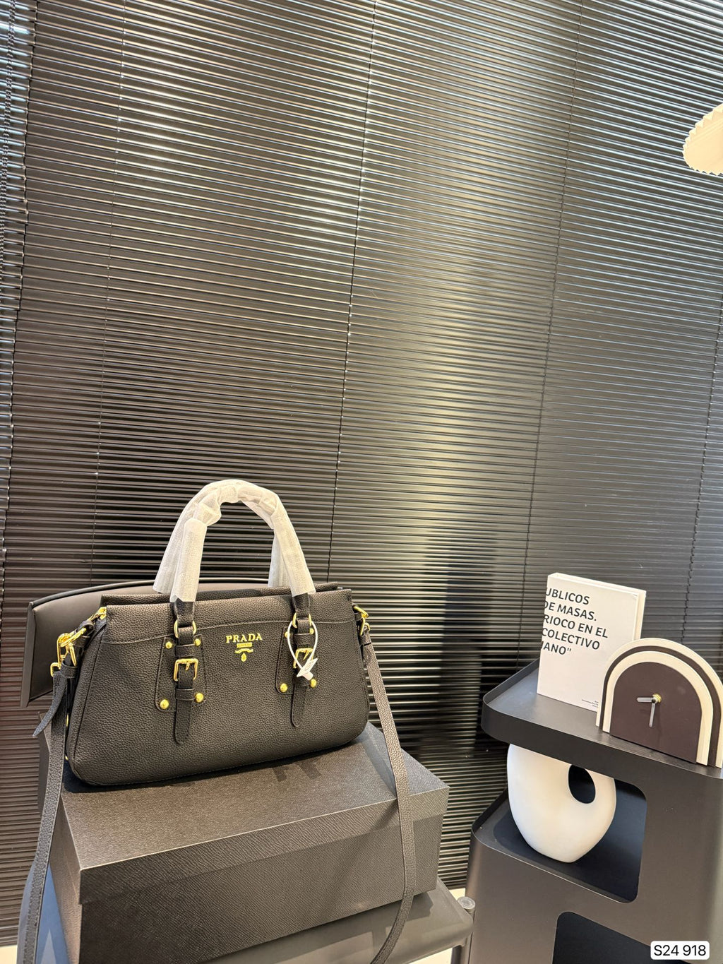 Prada New Tote Bag Black 35x19cm